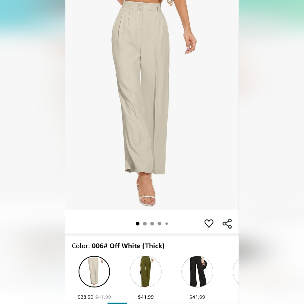 Cream Wide Leg Pants with Flowy Silhouette